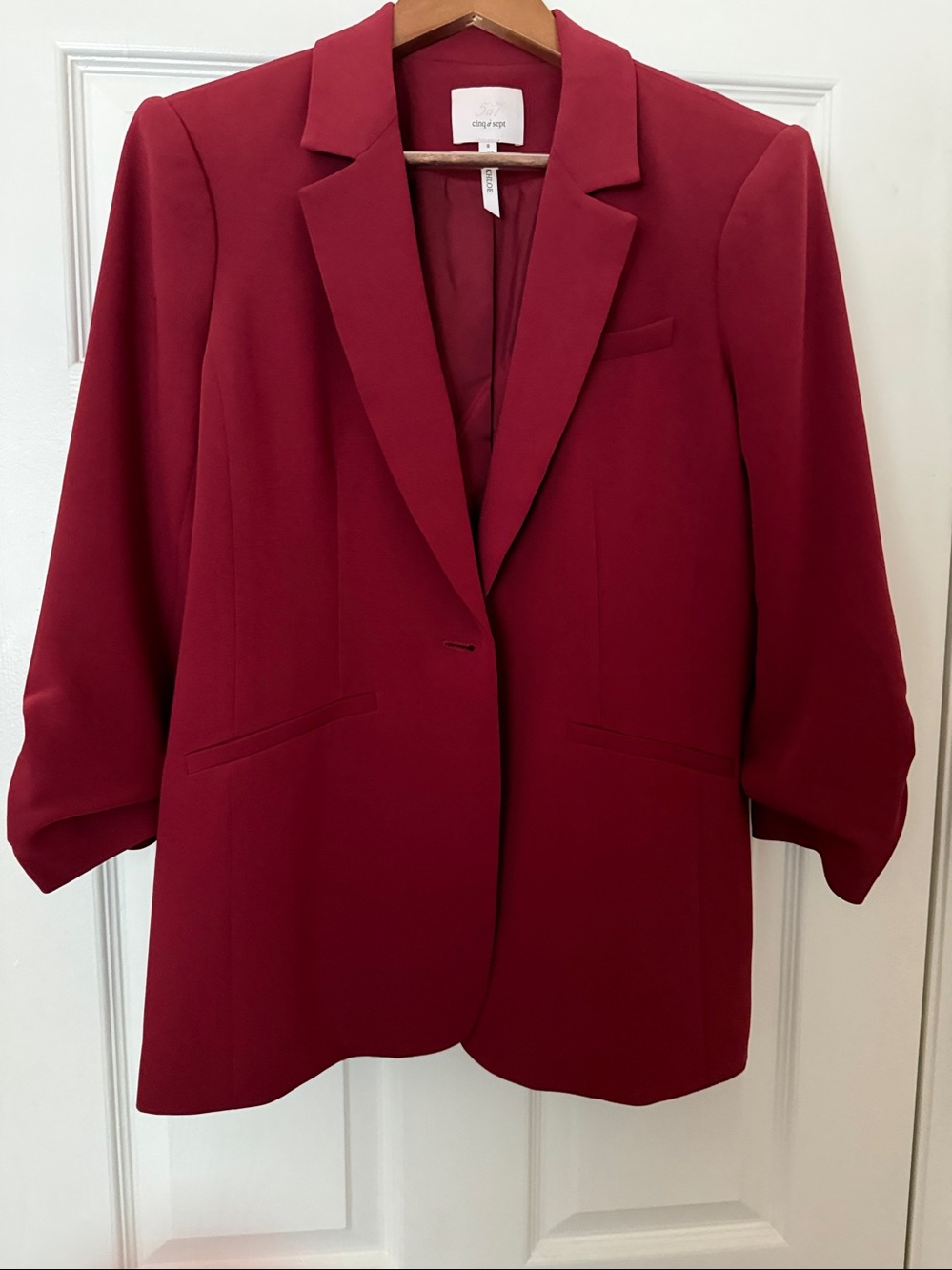 Cinq a Sept Blazer Khloe Wineberry Deep Red Size 8